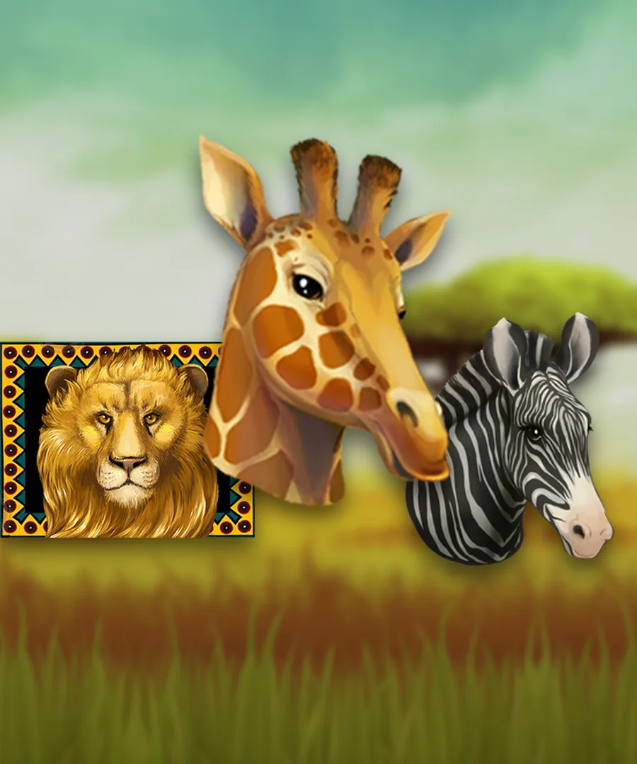 Safari Slots: a giraffe, a lion and a zebra on the savanna